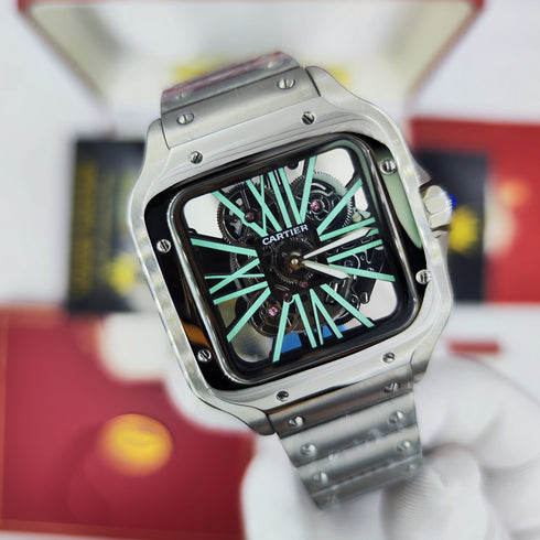 CA-Montre squelette Santos de Cartier