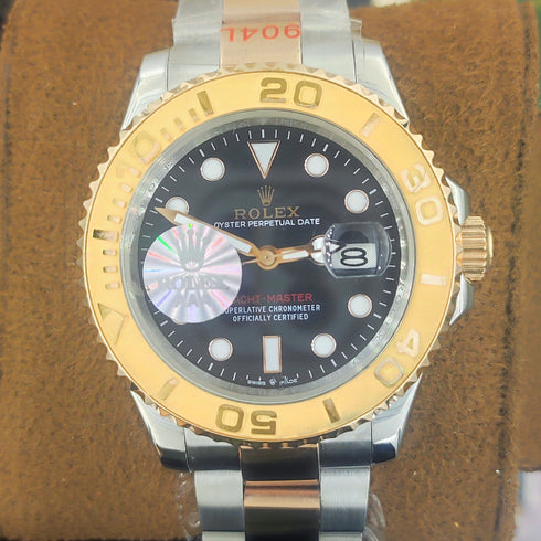 RX-Rolex gmtmaster ii stainless steel black dial gold rose bezel Oystersteel