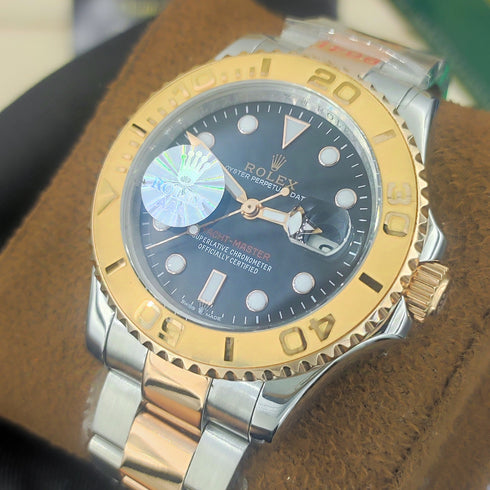 RX-Rolex gmtmaster ii stainless steel black dial gold rose bezel Oystersteel