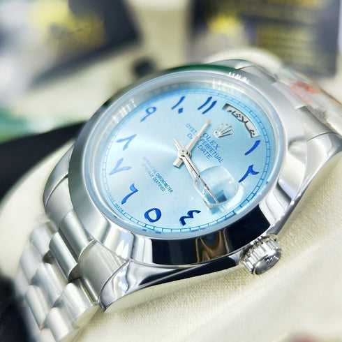 RX-Rolex day-date arabic blue mens