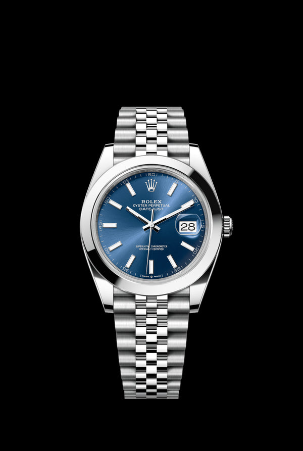 RX-Datejust 41mm Oystersteel and white Bright Blue Dial 126334-0002'